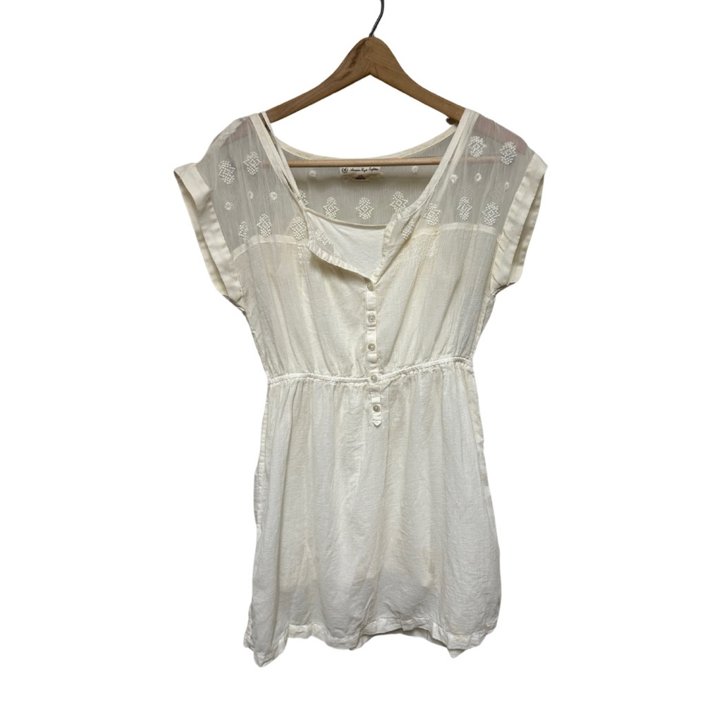 American Eagle white sheer like long inner lined tunic blouse
